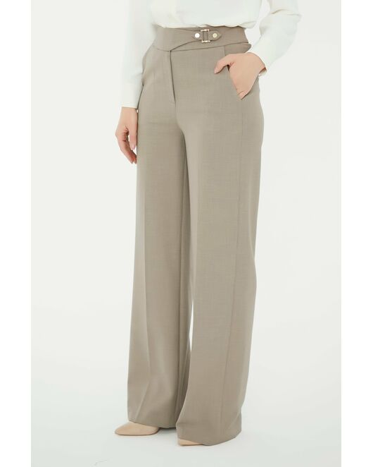 Брюки женские в серо-бежевом  цвете  -5446-399 MINK от SHN 