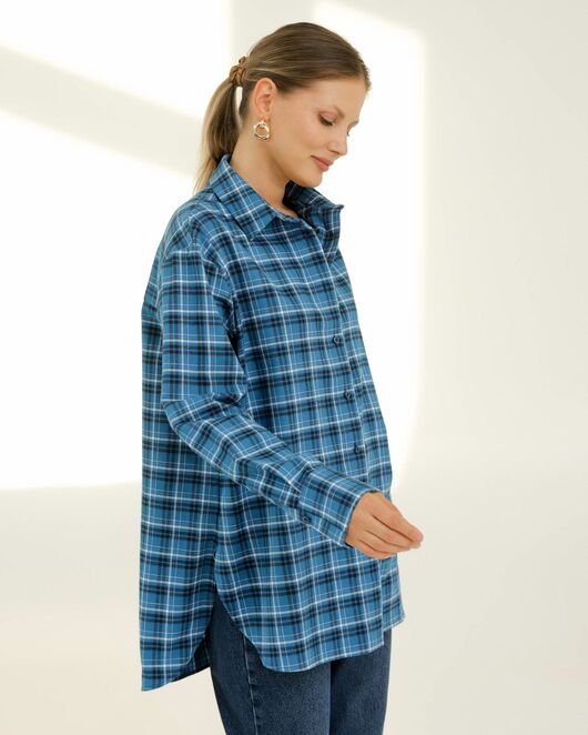 Рубашка хлопковая синяя клетка 8922 от byME 