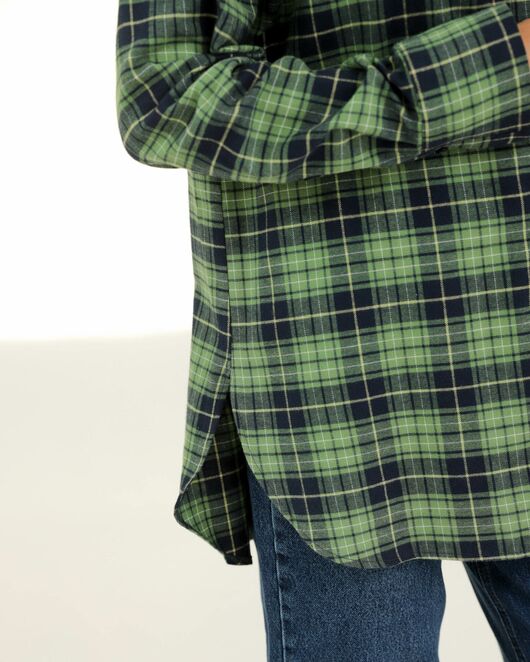 Рубашка хлопковая зеленая клетка 8923 от byME  Рубашка хлопковая зеленая клетка 8923 от byME