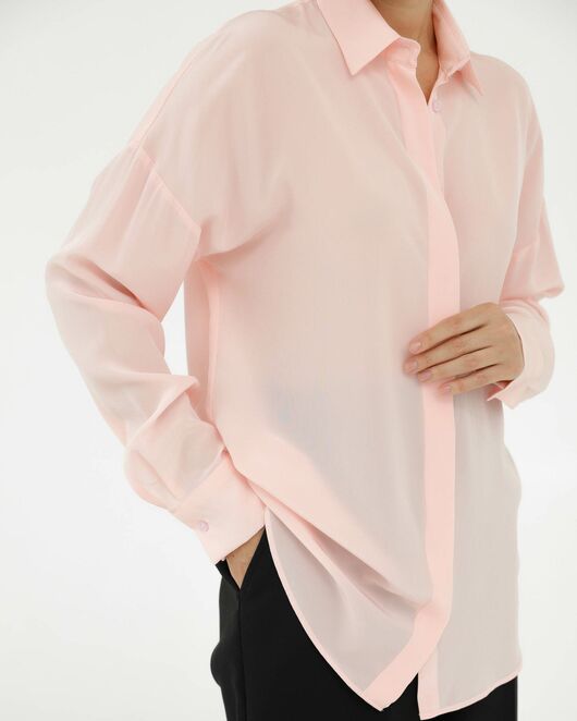 Рубашка шелковая розовая в прямом силуэте  8927 от byME 