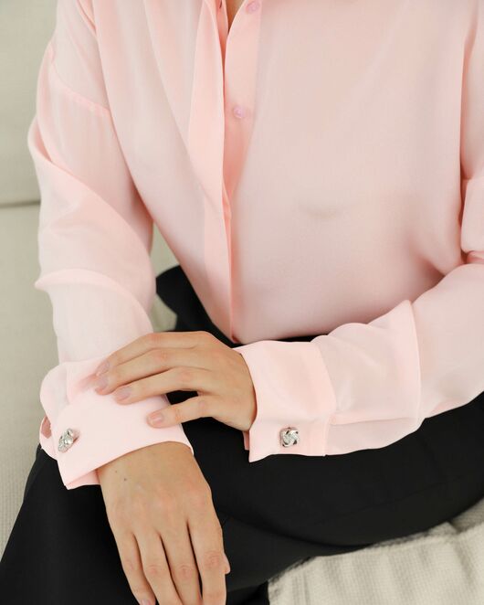 Рубашка шелковая розовая в прямом силуэте  8927 от byME 