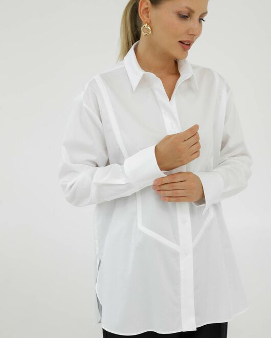 Рубашка хлопковая белая с манишкой 8932 от byME 