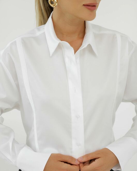 Рубашка хлопковая белая с манишкой 8932 от byME 