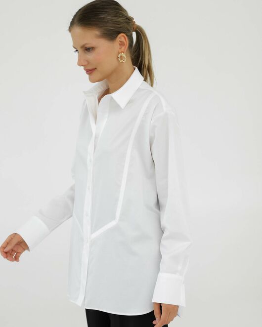 Рубашка хлопковая белая с манишкой 8932 от byME 