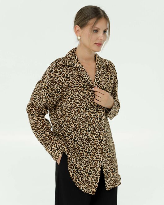 Рубашка шелковая принт леопард 8898 от ByME 