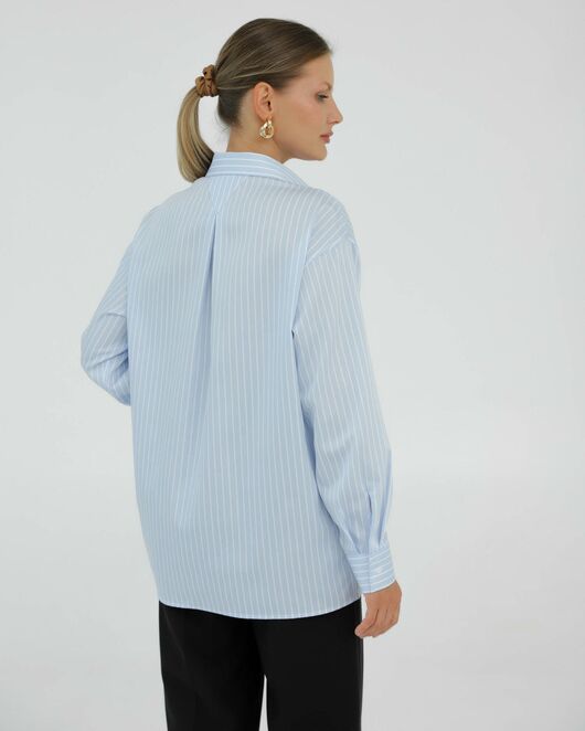 Рубашка хлопковая голубая в белую полоску 8935 от byME 
