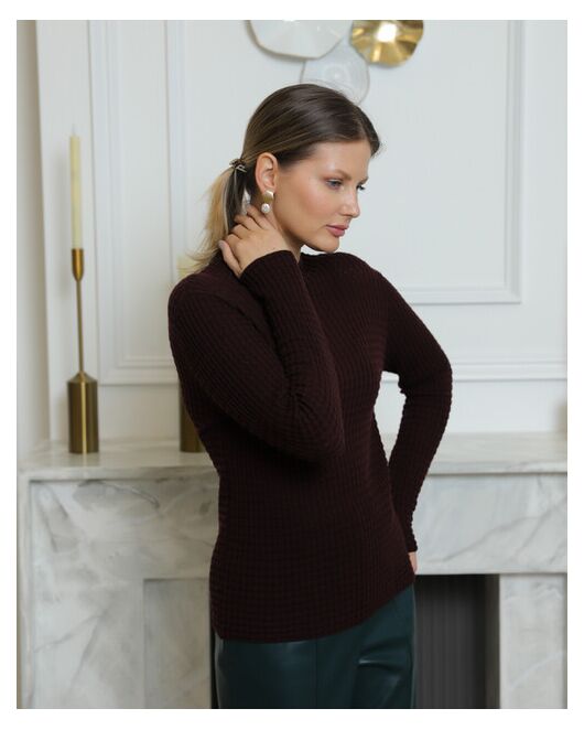 Джемпер из шерсти мериноса тонкой вязки коричневый от byME 