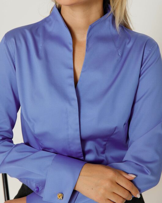 Женская рубашка под запонку воротник стойка - 8648 от byME 