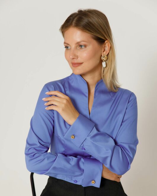 Женская рубашка под запонку воротник стойка - 8648 от byME 