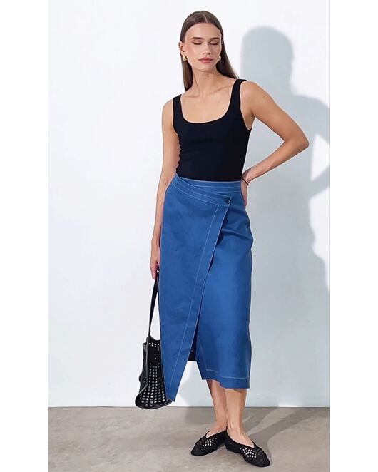 Юбка синяя изо льна от LW 