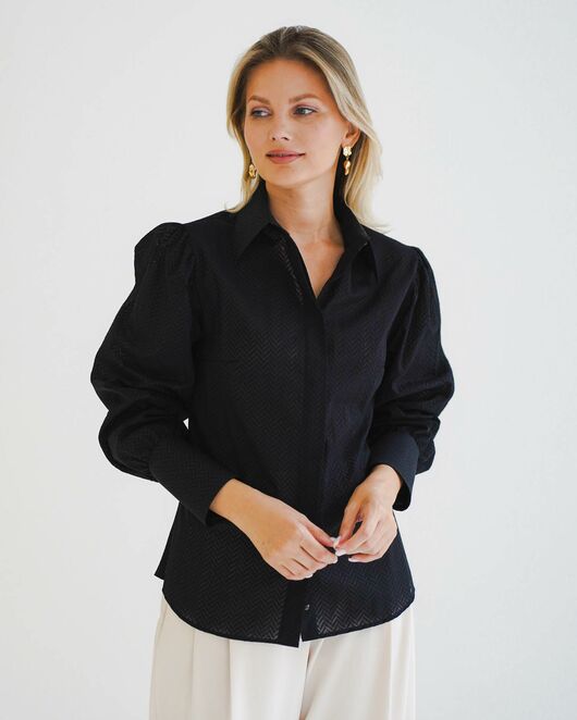 Женская рубашка с супатной застежкой черная - 8598 от byME  Женская рубашка с супатной застежкой черная - 8598 от byME