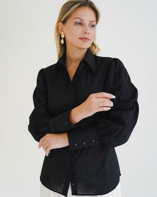 Женская рубашка с супатной застежкой черная - 8598 от byME  Женская рубашка с супатной застежкой черная - 8598 от byME