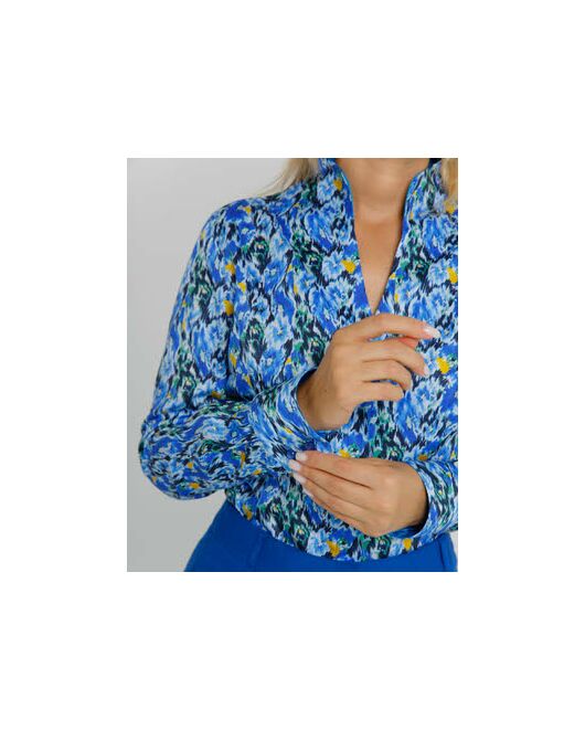 Женская рубашка под пуговицы воротник стойка разноцветная с отделкой- 8609 от byME 