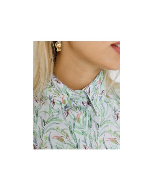 Женская рубашка с растительным принтом с манжетой под запонки  - 8618 от byME 