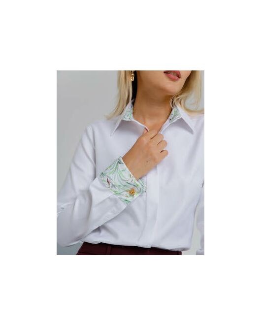 Женская рубашка под запонки с яркой отделкой из премиального хлопка двойное кручение нити- 8624 от byME 