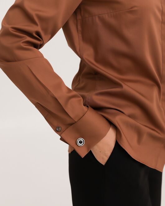 Рубашка хлопковая коричневая под запонки 8914 от byME 
