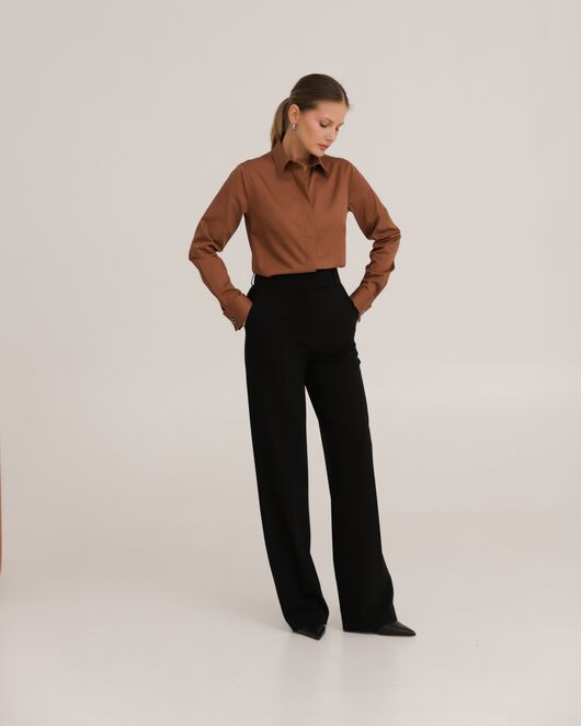 Рубашка хлопковая коричневая под запонки 8914 от byME 