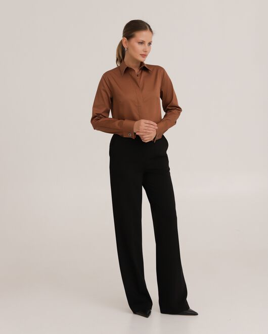 Рубашка хлопковая коричневая под запонки 8914 от byME 