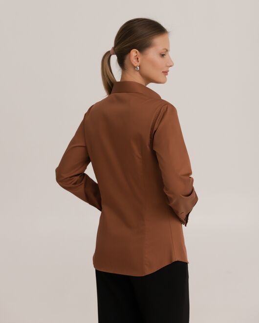 Рубашка хлопковая коричневая под запонки 8914 от byME 