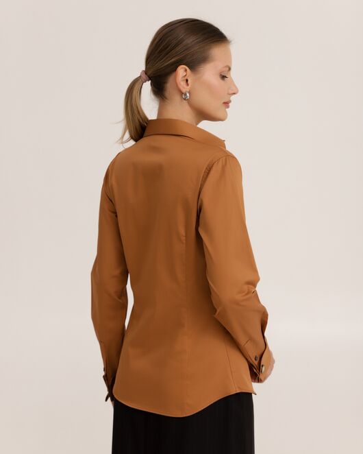 Рубашка хлопковая светло-коричневая под запонки 8915 от  