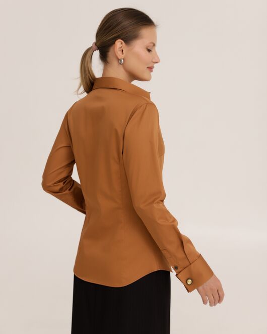 Рубашка хлопковая светло-коричневая под запонки 8915 от  