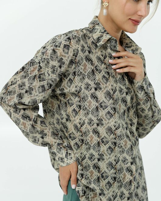 Рубашка шелковая принт рептилия 8907 от byME 