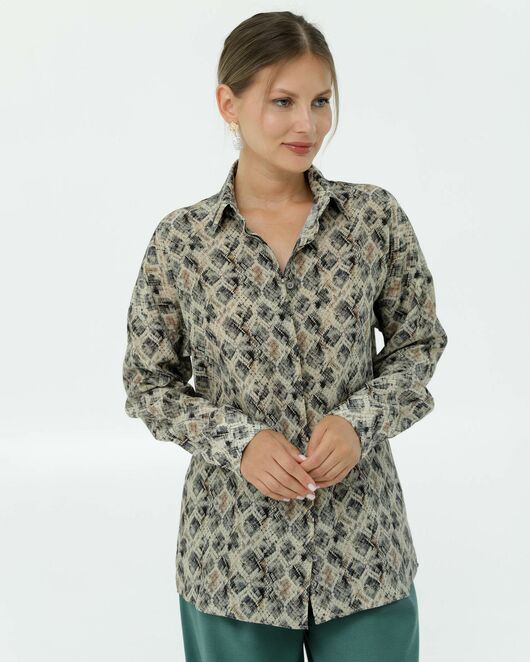 Рубашка шелковая принт рептилия 8907 от byME 