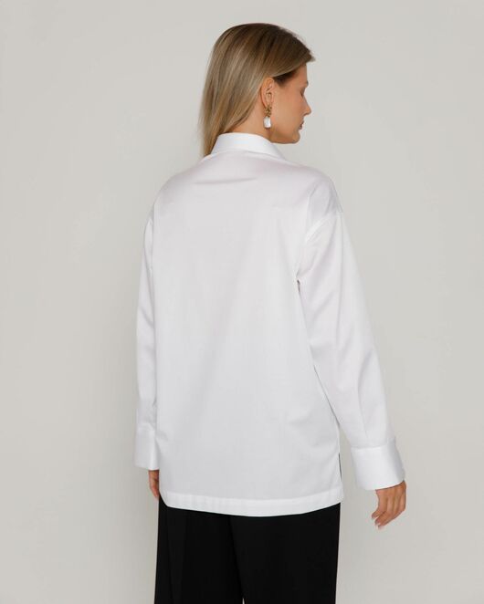 Женская рубашка из хлопка сатинового плетения с пуговицами на рукавах- 8673 от byME 