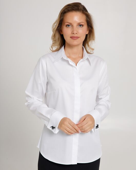 Жeнская рубашка белая под запонки - 8654 от  