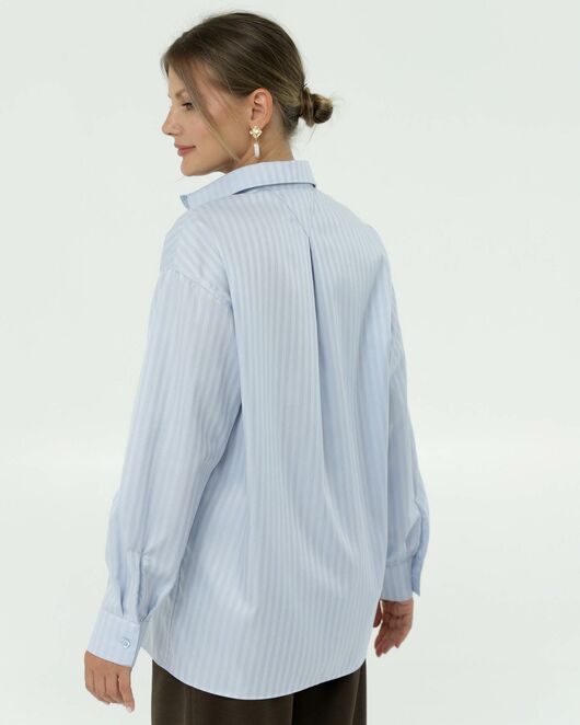 Женска рубашка из фактурного хлопка в голубом цвете  8861 от byME 