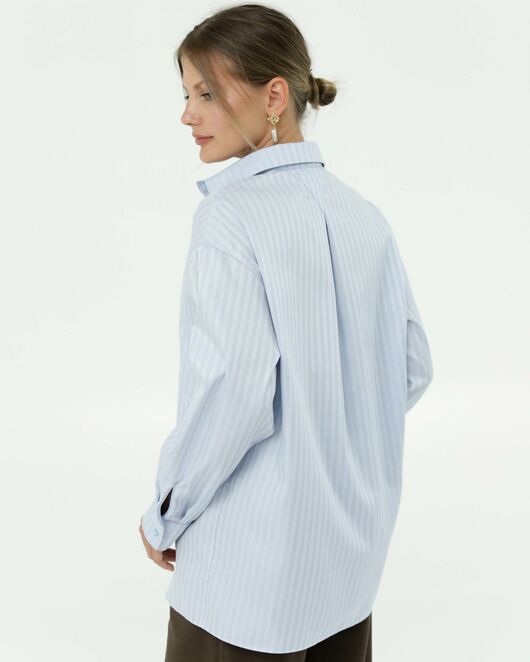 Женска рубашка из фактурного хлопка в голубом цвете  8861 от byME 