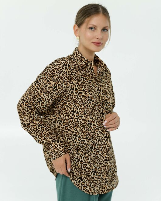 Рубашка шелковая принт леопард 8906 от  