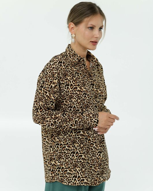 Рубашка шелковая принт леопард 8906 от  