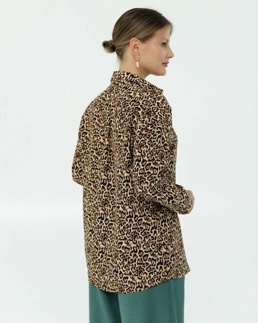 Рубашка шелковая принт леопард 8906 от  