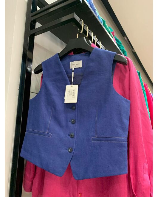 Жилет женский тёмно-синий изо льна-155003 от LW 