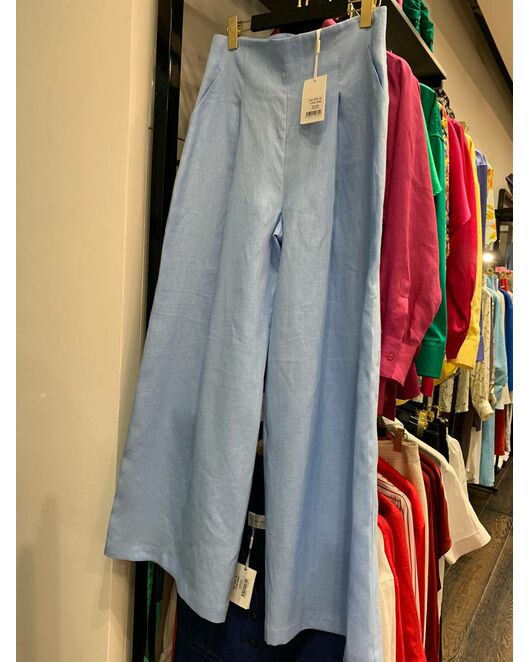 Женские брюки голубые изо льна-135032 от LW 