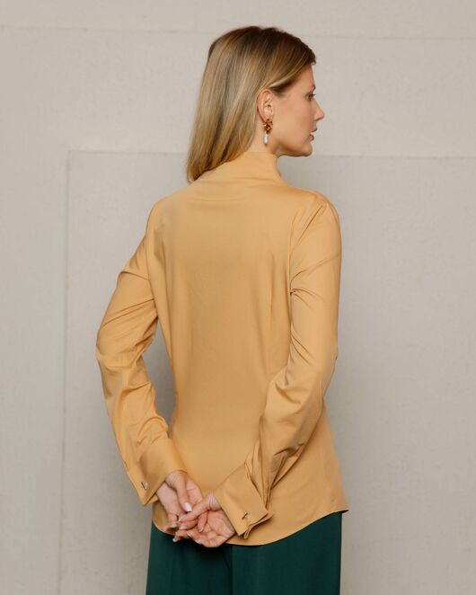 Женская рубашка под запонку воротник стойка - 8647 от byME 