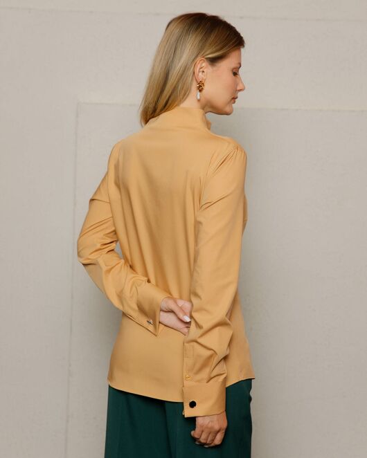 Женская рубашка под запонку воротник стойка - 8647 от byME 