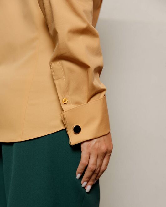 Женская рубашка под запонку воротник стойка - 8647 от byME 