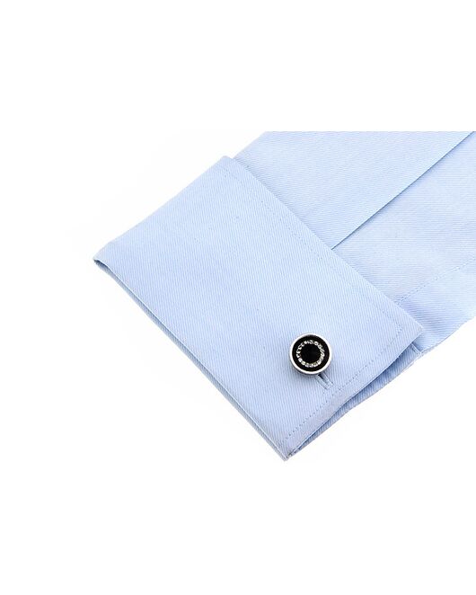 Запонки круглые черные с кристаллами - 164431 от  