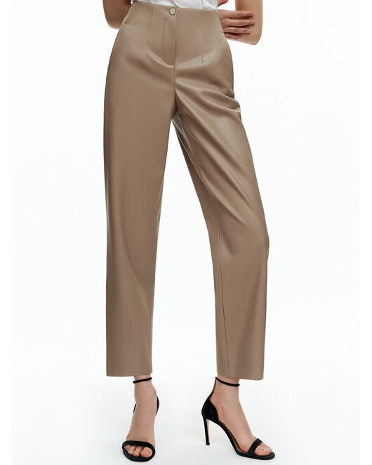 Брюки бежевые из экокожи от byME 