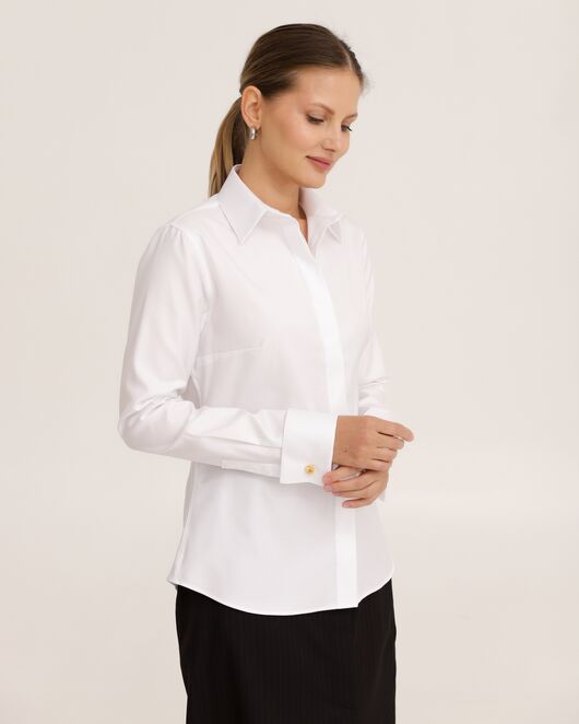 Рубашка хлопковая белая под запонки фактурная 8944 от ByME 