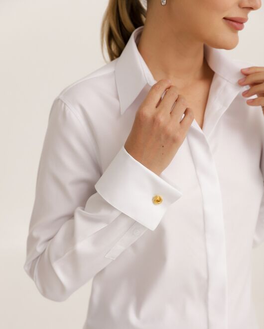 Рубашка хлопковая белая под запонки фактурная 8944 от ByME 