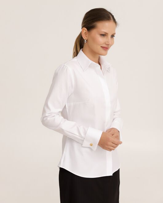 Рубашка хлопковая белая под запонки фактурная 8944 от ByME 