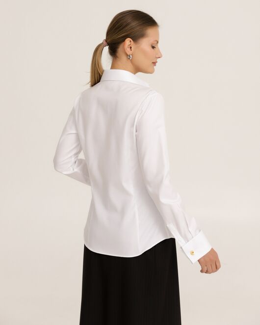 Рубашка хлопковая белая под запонки фактурная 8944 от ByME 