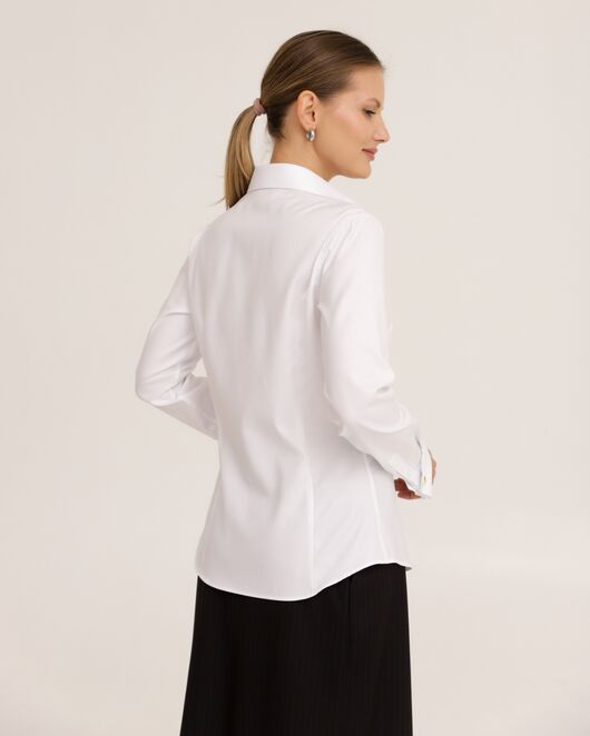 Рубашка хлопковая белая под запонки фактурная 8944 от ByME 