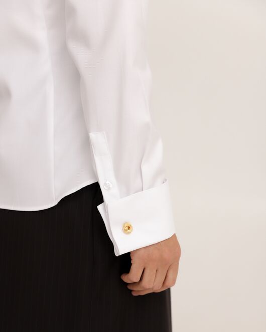 Рубашка хлопковая белая под запонки фактурная 8944 от ByME 