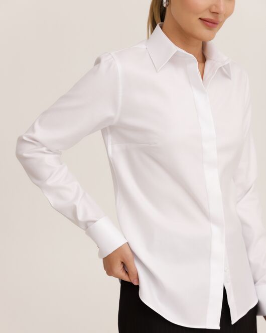 Рубашка хлопковая белая под запонки фактурная 8944 от ByME 