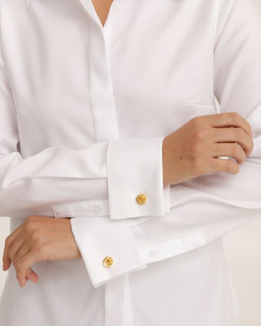 Рубашка хлопковая белая под запонки фактурная 8944 от ByME 