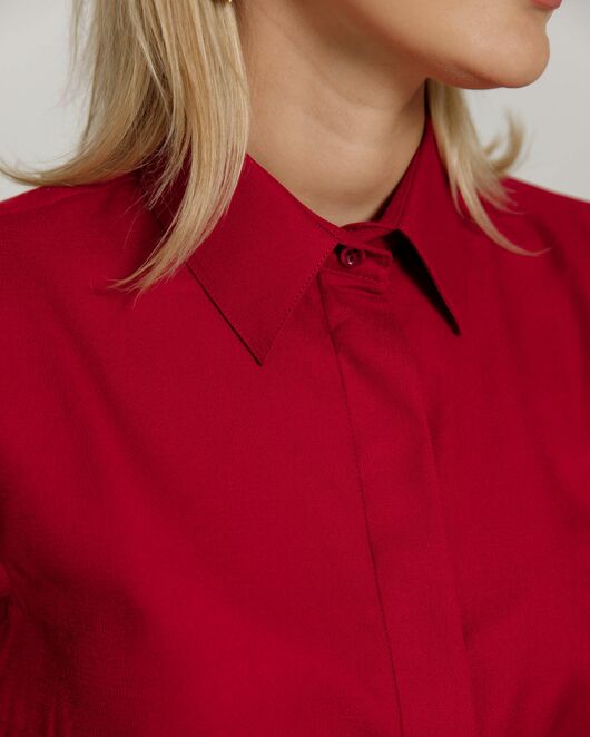 Женская рубашка под запонку из фактурной ткани бордовая- 8657 от byME 